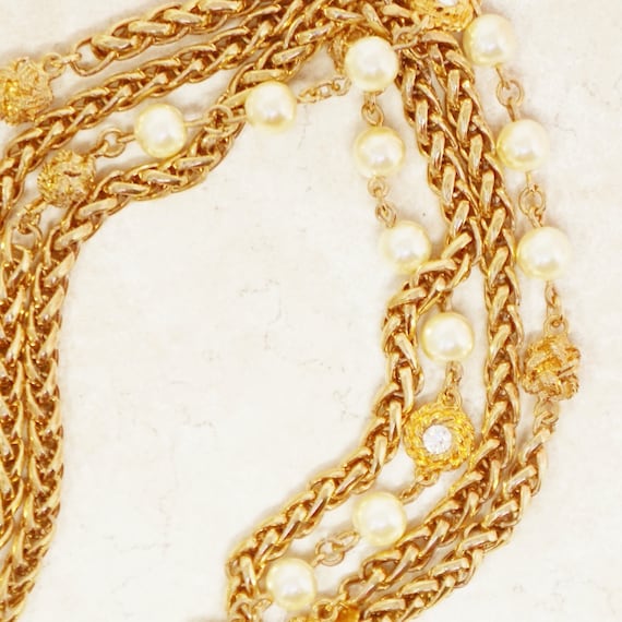 Vintage 94" Heavy Gilt Braided Chain Necklace wit… - image 9
