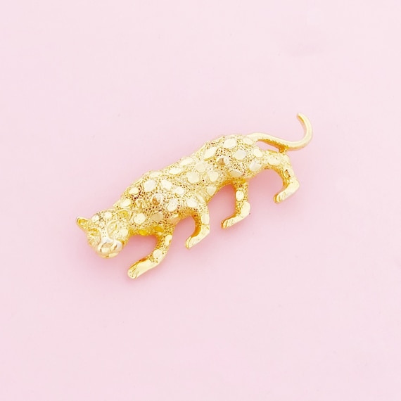 Gilded Leopard Figural Brooch By Gerry's, 1980s - image 1