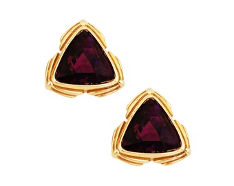 Sobredimensionados Gold & Amethyst Crystal Triangle Statement Pendientes By Swarovski, 1980s
