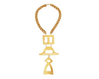 Massive Runway Gilt Modernist Character Statement Ketting door Les Bernard, jaren 1980