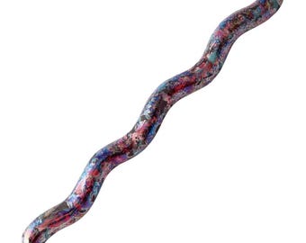 Handmade Abstract Memphis-Style Ceramic Wiggle Brooch, 1980s