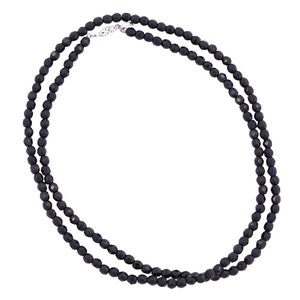 Faceted Jet Black Beaded 36&quot; Layering Necklace By Vendome, 1960s