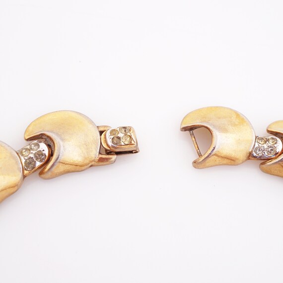 Gilded Curved Link With Crystal Accents "Comet" C… - image 5