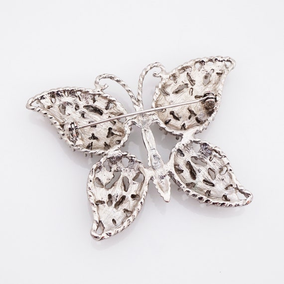 Crystal Encrusted Butterfly Figural Brooch, 1960s - image 4