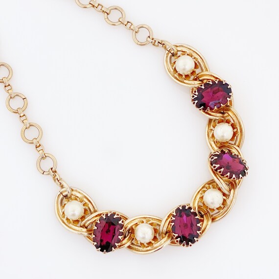 Gold Chain Link Necklace With Amethyst Crystals &… - image 3