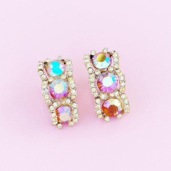 Pink Aurora Borealis Crystal Climber Earrings, 196