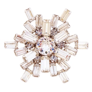 Baguette Crystal Starburst Cocktail Brooch, 1950s