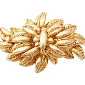 Gilded Layered Leaf Spray Brooch, 1980s