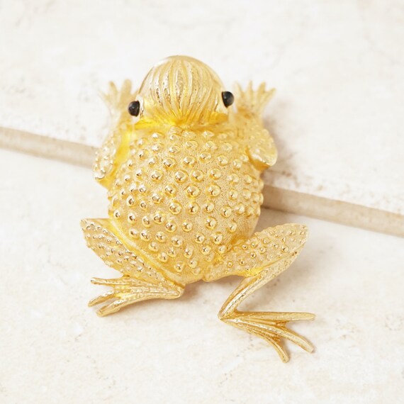 Vintage Gilded Frog Figural Brooch by Erwin Pearl… - image 5
