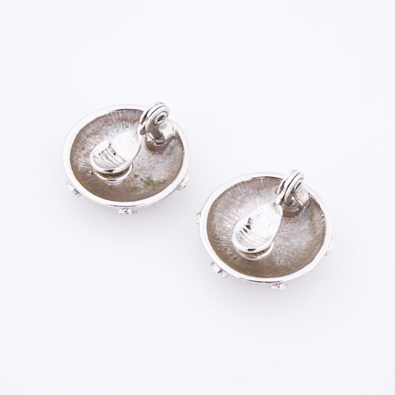 Textured Silver Modernist Dome Earrings By Monet,… - image 4