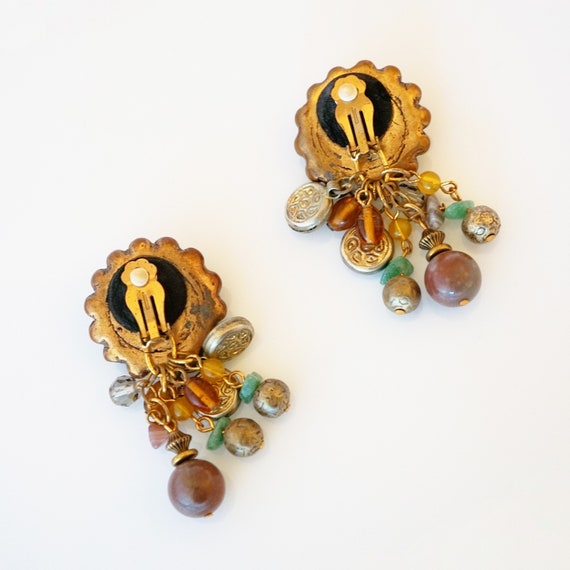 Statement Cluster Drop Earrings With Semiprecious… - image 5