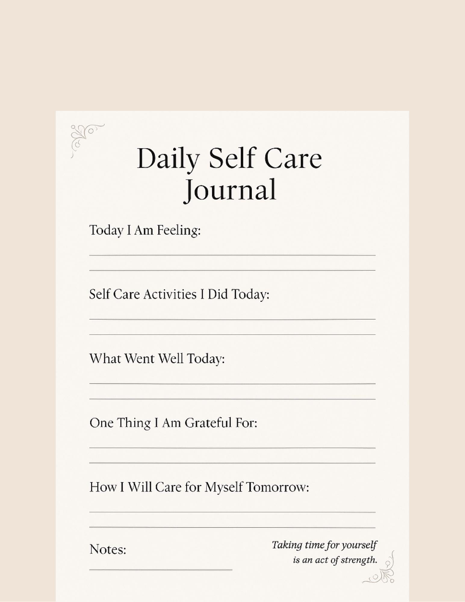 Self Care Journal Printable: Daily Reflection & Gratitude (PDF Download ...