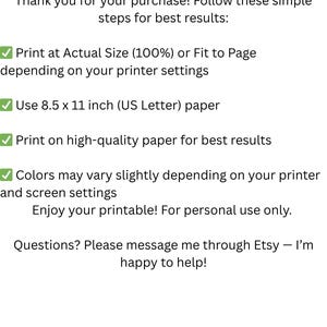 Pu&ograve; includere: Documento stampabile bianco con testo nero che fornisce istruzioni di stampa. Le istruzioni includono la stampa a dimensioni reali, l'utilizzo di carta da 21,6 x 27,9 cm e la stampa su carta di alta qualit&agrave;. Il testo menziona anche le variazioni di colore.