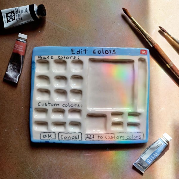 Handgemachte Keramikfarbenpalette: Y2K Microsoft Paint inspiriert