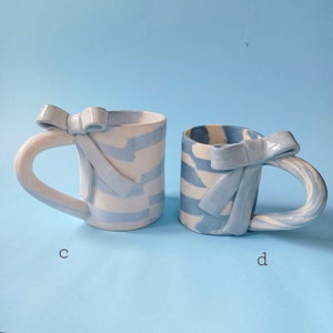 Handmade Ceramic Mug with Bows, Bow Mug, Ceramic Mug, Coquette Aesthetic, Clay Mug, Handmade in Portugal D