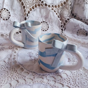 Handmade Ceramic Mug with Bows, Bow Mug, Ceramic Mug, Coquette Aesthetic, Clay Mug, Handmade in Portugal image 5
