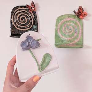 Ceramic wall shelf, Orchid wall hanging, Flower Shrine, Trinket display, Candle holder, Handmade in Portugal