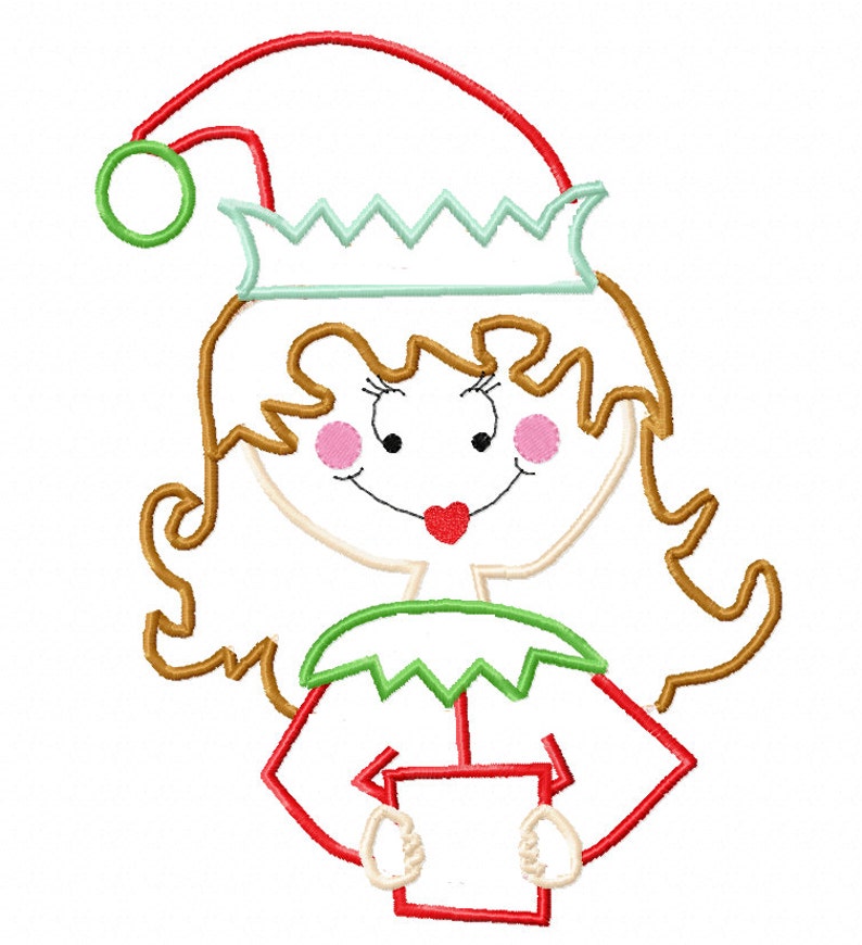 Christmas Elf Girl Applique Embroidery Design Etsy