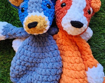 Blue and Orange Heeler Sister Stuffed Animal Loveys - Toddler Stuffy Snuggler