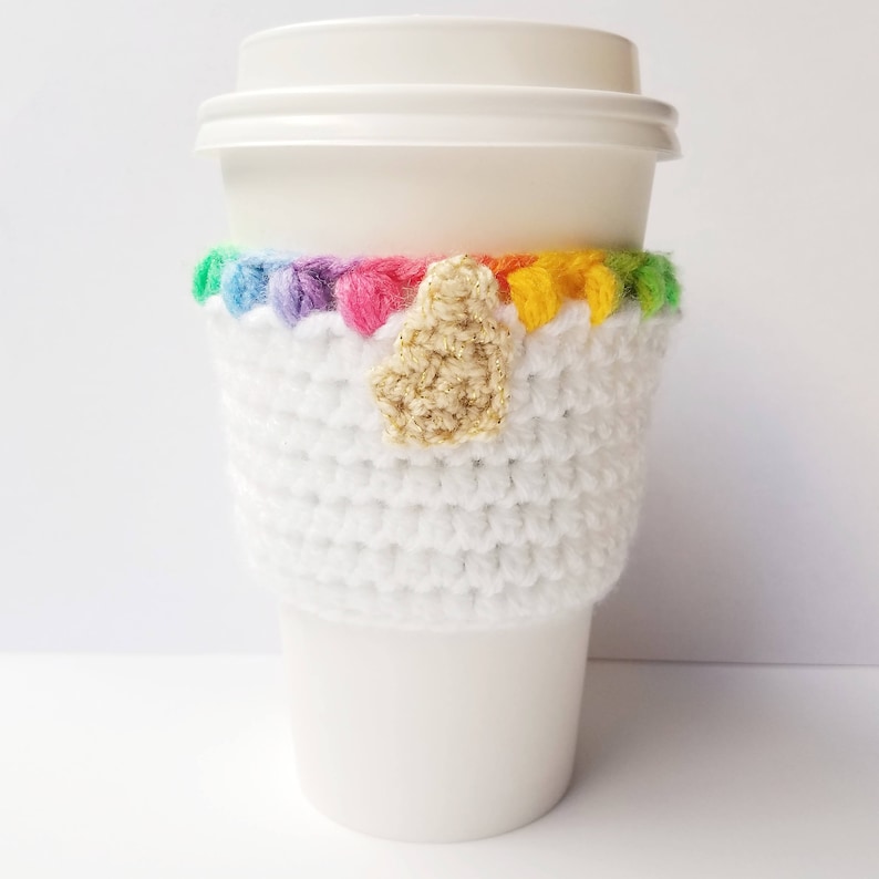 Unicorn Cup Cozy Pattern Rainbow Crochet Cup Cozy Sleeve Etsy