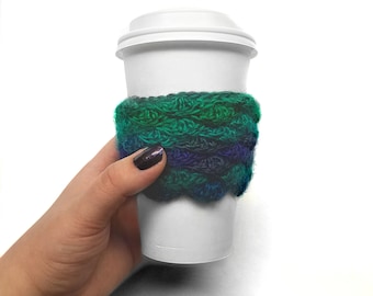 Mermaid Lover Crocheted Coffee Cup Cozy - EcoFriendly & Reusable, Made for cold or hot drinks | 16 or 20 oz Tapered Cups