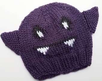 Baby Bat Hat - Toddler Bat Outfit - Baby Halloween Costume - Halloween Hat - Baby's First Halloween - Bat Costume - Knit Bat Hat