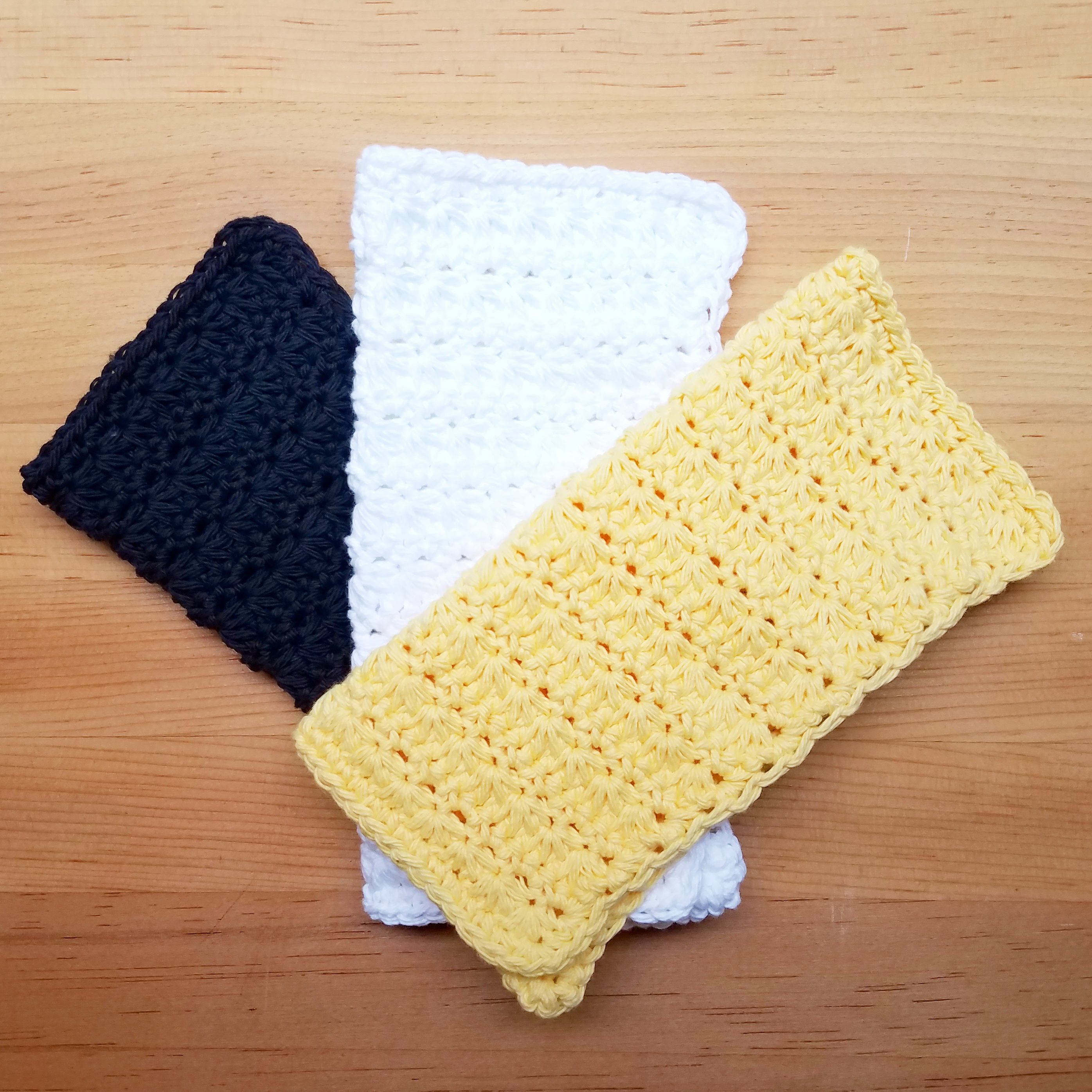 Yellow Washcloth 3 Set 100 COTTON Handmade Dishcloth Etsy