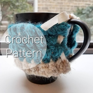 Koffiemok gezellig patroon - cadeau voor koffieliefhebber - cadeau voor theeliefhebber - bladerdeeg mok gezellig - gehaakte mok gezellig - PATROON