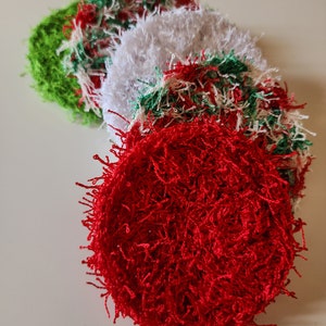 Christmas Themed | Set of 5 - Exfoliating Makeup Scrubbies - Crochet Handmade, Reusable, Ecofriendly