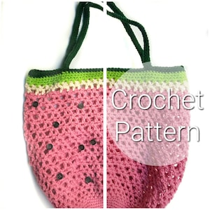 Watermelon Beach Bag Pattern - Crochet Bag Pattern - Crochet Pattern - Watermelon Pattern - Summer Bag - Grocery Bag - PATTERN