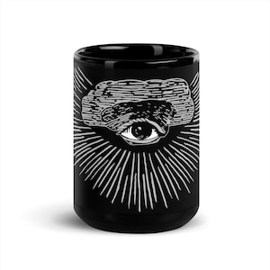 All Seeing Eye on Black Glossy Mug