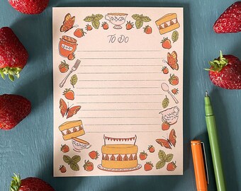 High Tea Cottagecore To-Do List Productivity Notepad with Cake and Butterflies