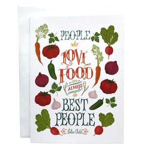 Citation alimentaire Julia Child Art illustration jardin potager Carte de vœux