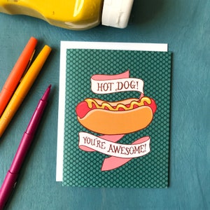 hot-dog que vous êtes carte de voeux | Carte Saint-Valentin hot-dog pour lui ou pour n'importe qui | Carte de remerciement