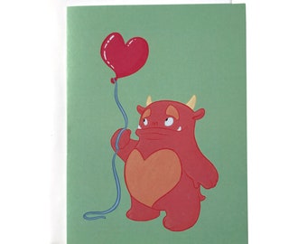 Cute Monster Love Card for Him or Her | Monster Birthday Card | Monster Thank You Card