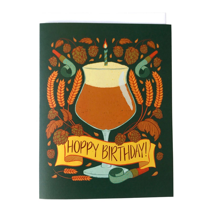 Hoppy Birthday Craft Beer Lover Birthday Card Hops Birthday Card for Him or Her image 2