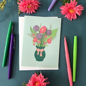 Flower Bouquet Wedding Card | Floral Birthday Card | Thank You Card for Him or Her or Anyone