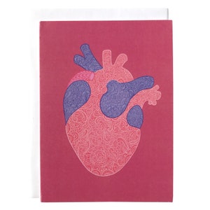coeur anatomique rose | carte d'anniversaire coeur | Carte de mariage Anatomy Heart Science
