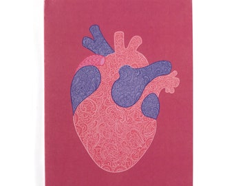 Pink Anatomical Heart Card | Heart Anniversary Card | Anatomy Heart Science Wedding Card