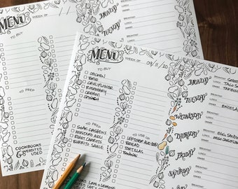 Meal Planner and Grocery List | Menu Planner Printable | Weekly Meal Planner | Weekly Menu | Monday Start Meal Plan Digital Download