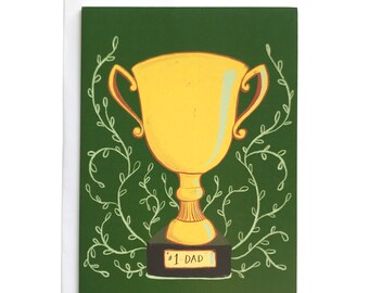 Dad Trophy Card for Father | Number One Dad Trophy Father's Day Card | Dad Birthday Card for Dad