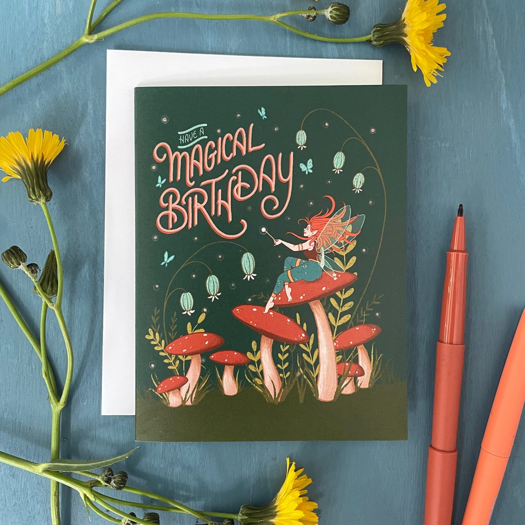 cottagecore-magical-birthday-card-happy-birthday-nature-card-etsy