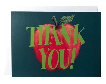 Thank You Teacher Card | Teacher Apple Gratitude Card | Midcentury Modern Thank you Card