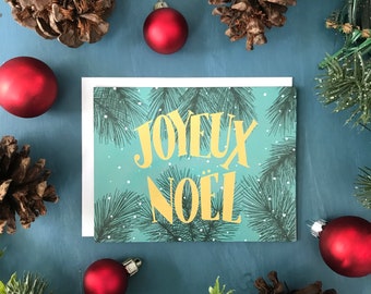 Joyeux Noel Christmas Card | French Lettered Christmas Card | Carte de noel francais