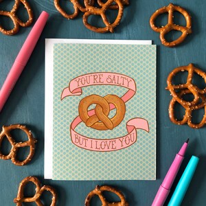 Biglietto d'auguri d'amore con pretzel salato
