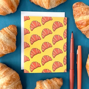 Cartão de nota de croissants