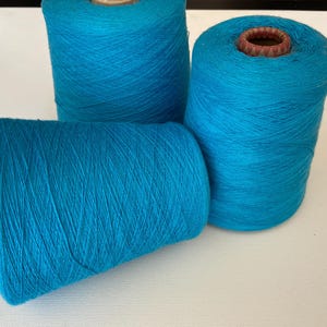 Cotton yarn Light blue yarn on cone Knitting yarn Crocheting yarn