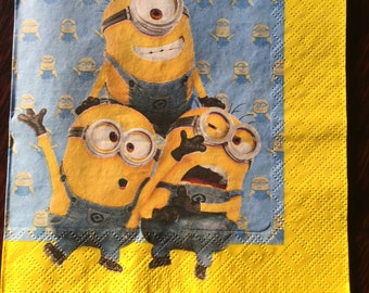 Paper Napkins For Decoupage Party Napkins Children Napkins Set 4 Minions