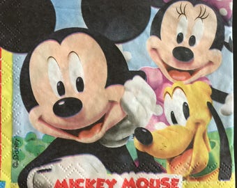 Servilletas de papel para decoupage Set 4 Servilletas de fiesta infantiles Mickey Mouse