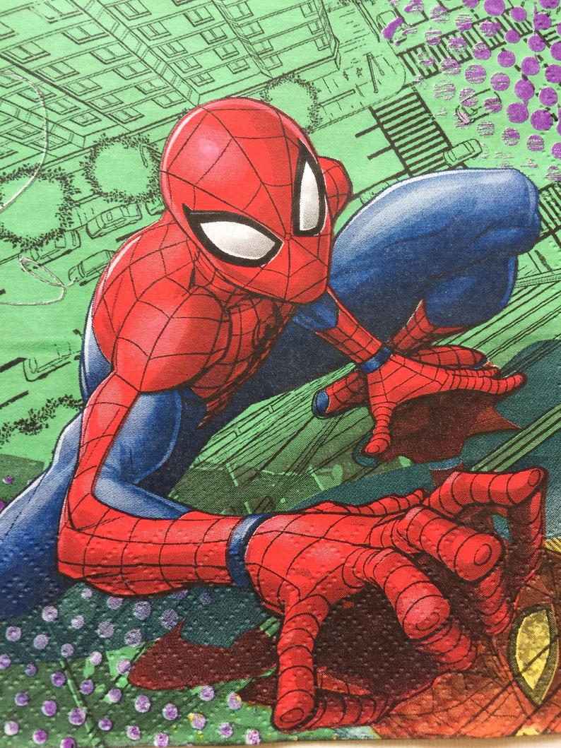 Paper Napkins For Decoupage Party Napkins Children Boys Napkins Set 4 Spiderman